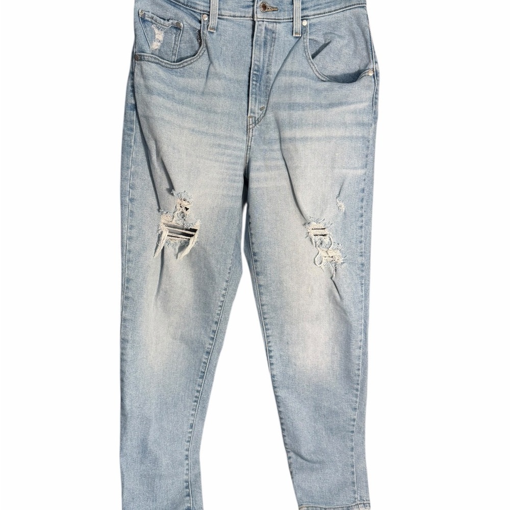 Levi's Silver Tab Mom Jeans Light Wash Distressed Boyfriend Jeans Sz 31 x 29
